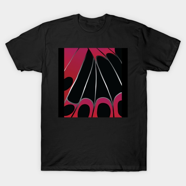 Butterfly Wing Collection - Black and Red T-Shirt by susanchristophe